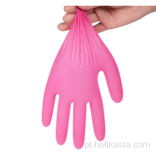 Różowe rękawiczki do egzaminu jednorazowego nitrylowego średnie